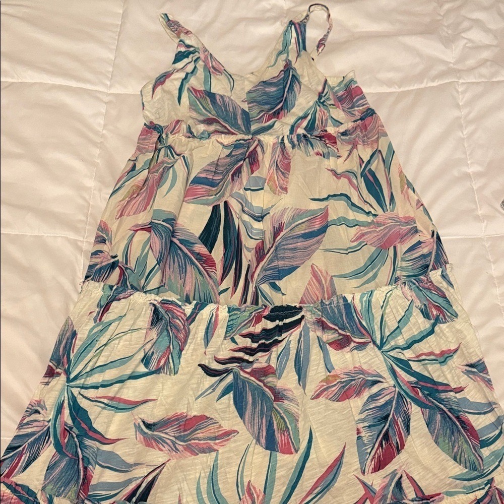 Torrid Women 00 L Tropical Leaf Print Maxi Dress V-Neck Smocked Back